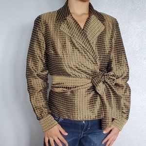 Due Per Due Gold Shimmer Blazer with Silk Women's Size 6